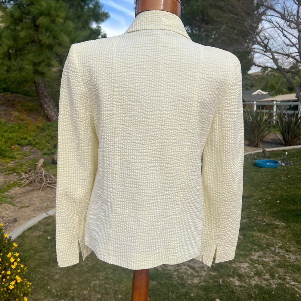 Seersucker Pastel Yellow Stripe Blazer - Size Small/Medium -Jennifer & Grace - Picture 5 of 8